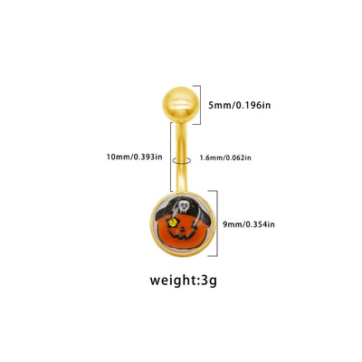 1 Piece Belly Rings Punk Simple Style Artistic Maple Leaf Rose 316 Stainless Steel  Alloy Epoxy Acrylic Rhinestones 18K Gold Plated