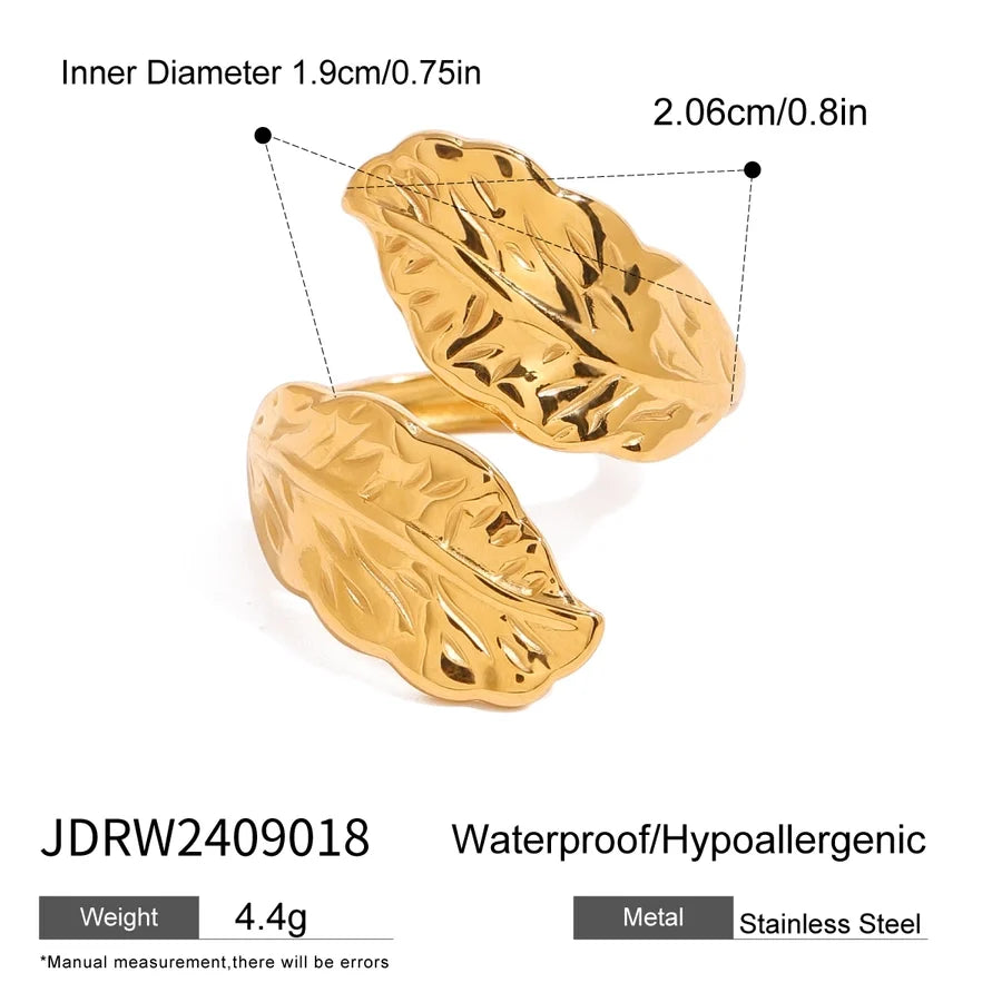 Jewelry Simple Style Classic Style Leaves 304 Stainless Steel Open Rings