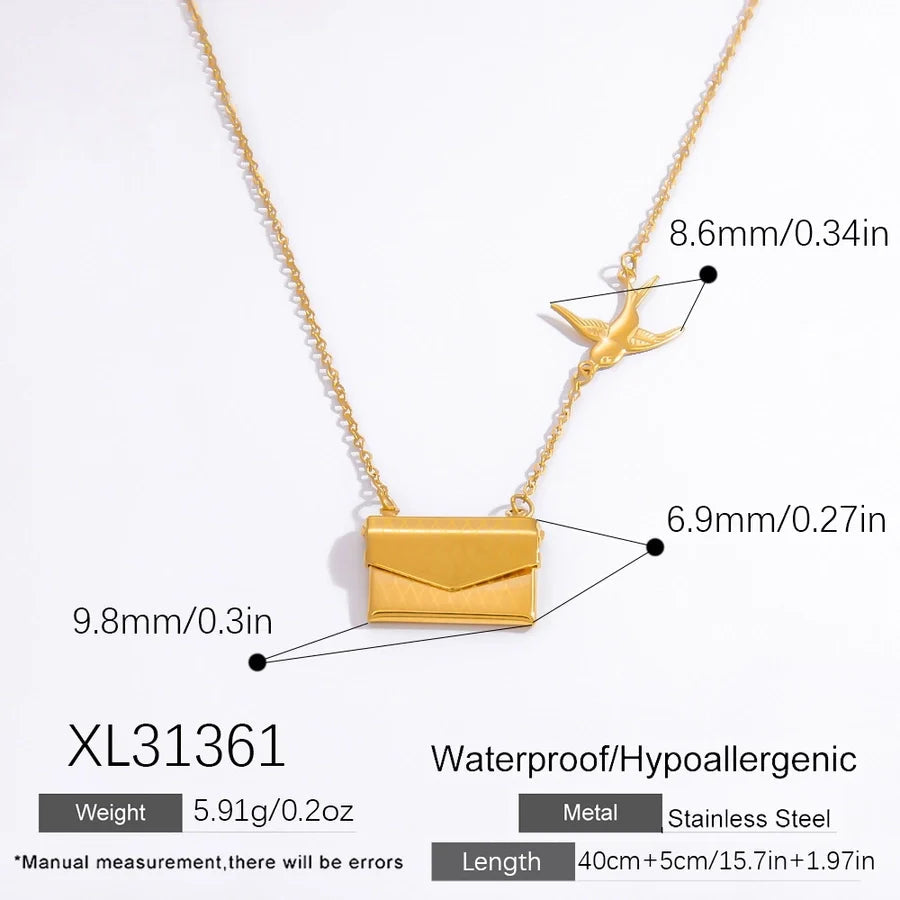 Jewelry Vintage Style Classic Style Book envelope Heart Shape Titanium Steel Plating Pendant Necklace
