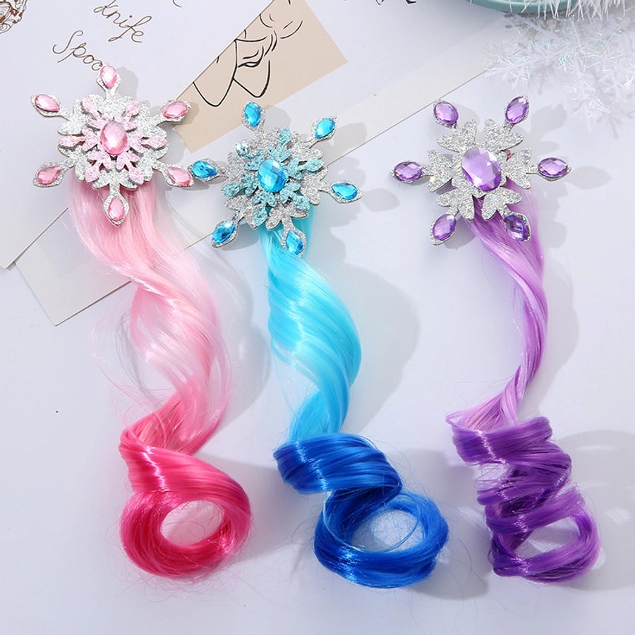 Kid'S Princess Snowflake high temperature wire Diamond Hair Clip