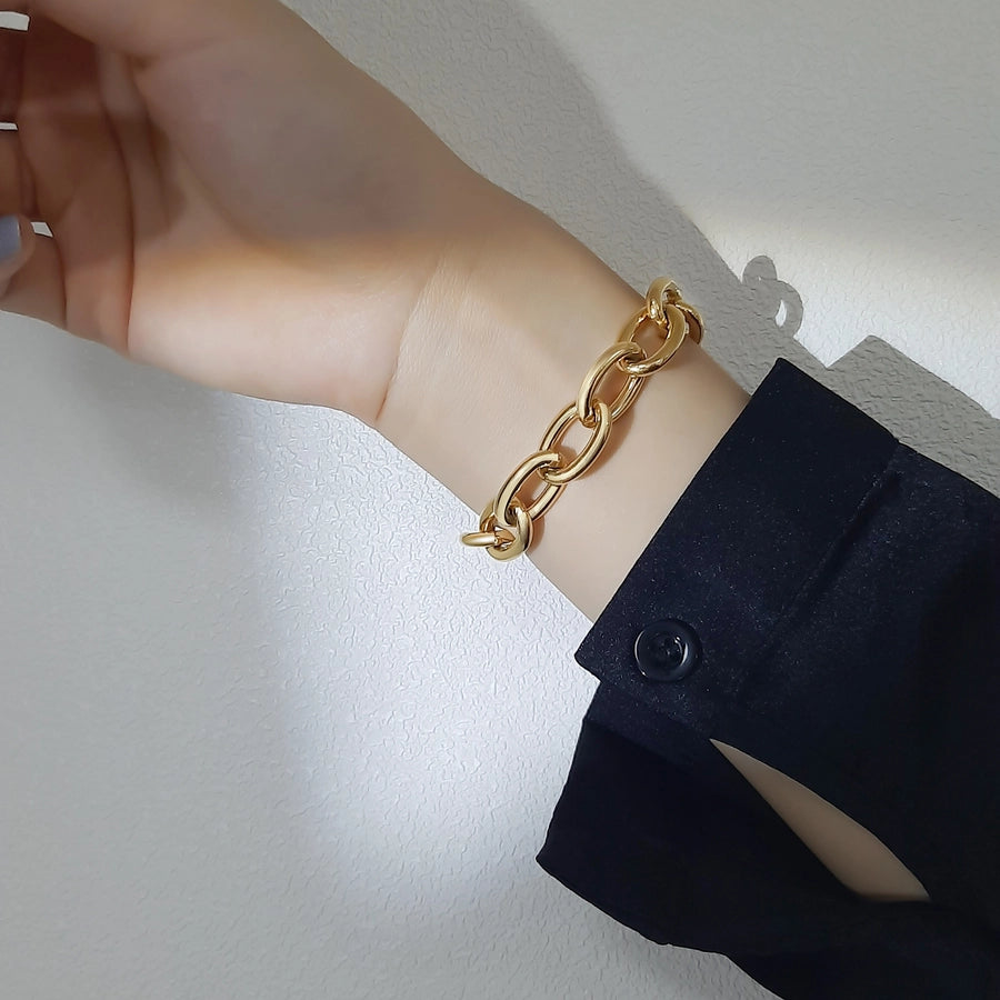 Elegant Simple Style Streetwear Solid Color 304 Stainless Steel 18K Gold Plated Bracelets In Bulk