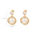 1 Pair Retro French Style Round Heart Shape Copper Zircon 18K Gold Plated Drop Earrings