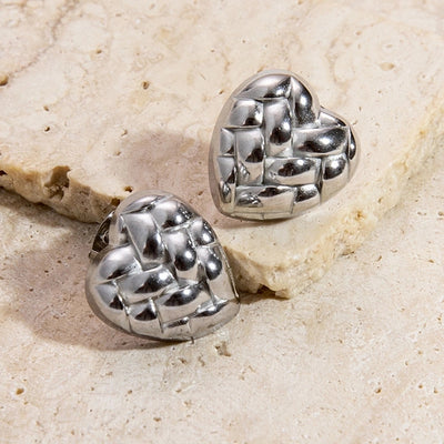 1 Pair Vintage Style Classic Style Geometric Heart Shape Plating 304 Stainless Steel Ear Studs