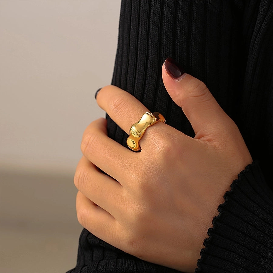 Jewelry Elegant Preppy Style Sweet Geometric 304 Stainless Steel 18K Gold Plated Rings