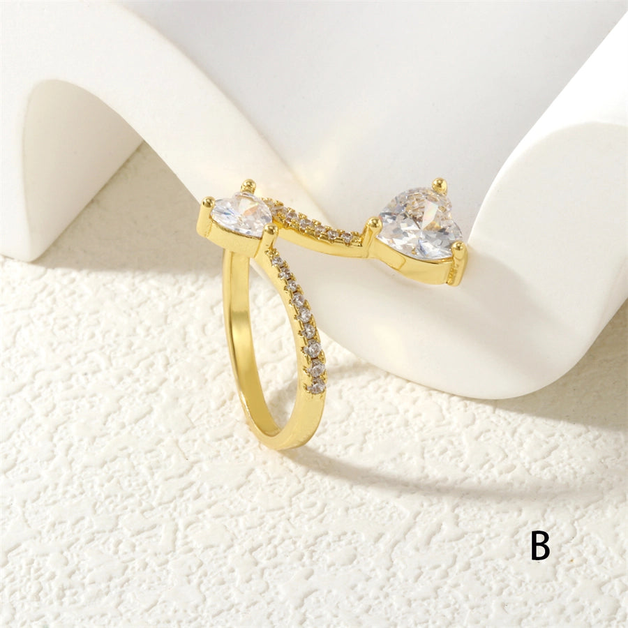 Jewelry Elegant Commute Heart Shape Copper Zircon Rings