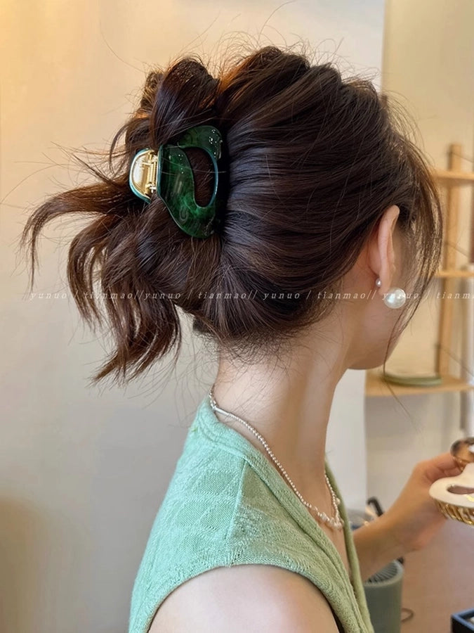 women's elegant retro solid color acetic acid sheets hair claws