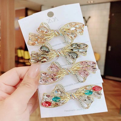 sweet bow knot artificial crystal hair clip