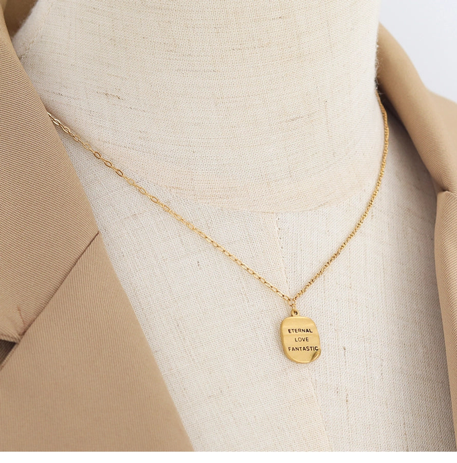 Jewelry Luxurious Romantic Geometric Square 304 Stainless Steel 18K Gold Plated Pendant Necklace