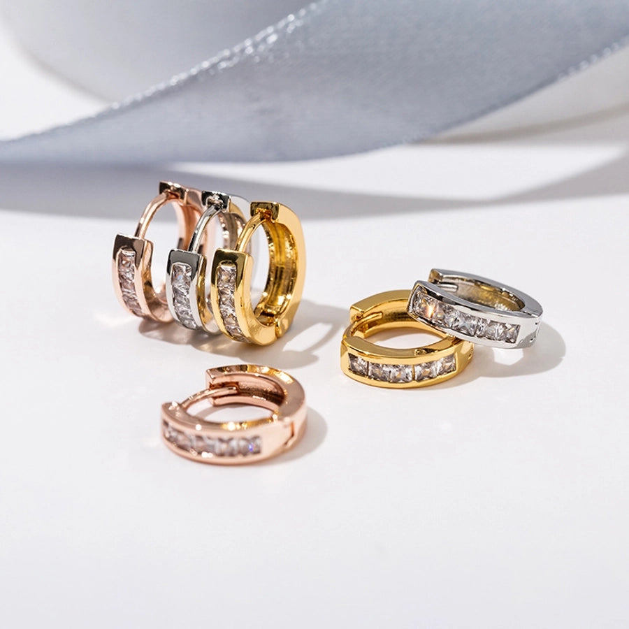 1 Pair Elegant Simple Style Geometric Copper Zircon Earrings