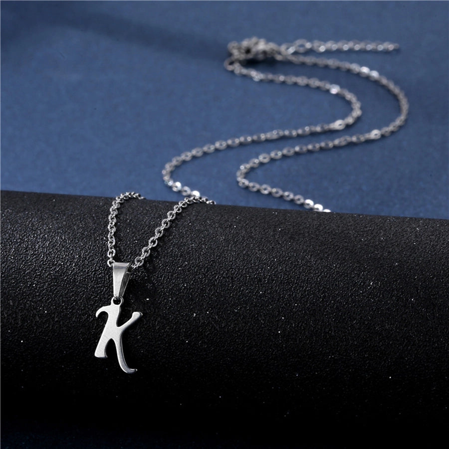 Jewelry Casual Simple Style Classic Style Letter 201 Stainless Steel Silver Plated Hollow Out Pendant Necklace