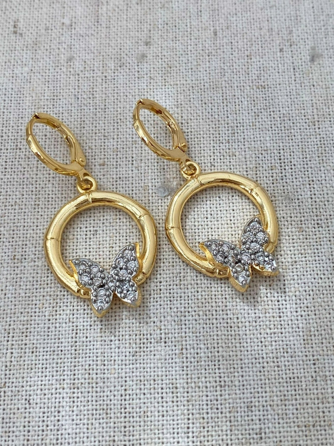 Jewelry Vintage Style Classic Style Butterfly Copper Zircon Plating Rings Earrings Necklace