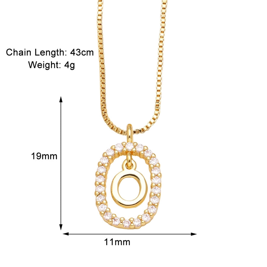 Jewelry Modern Style Simple Style letter 201 Stainless Steel Copper Zircon 18K Gold Plated Inlay Pendant Necklace