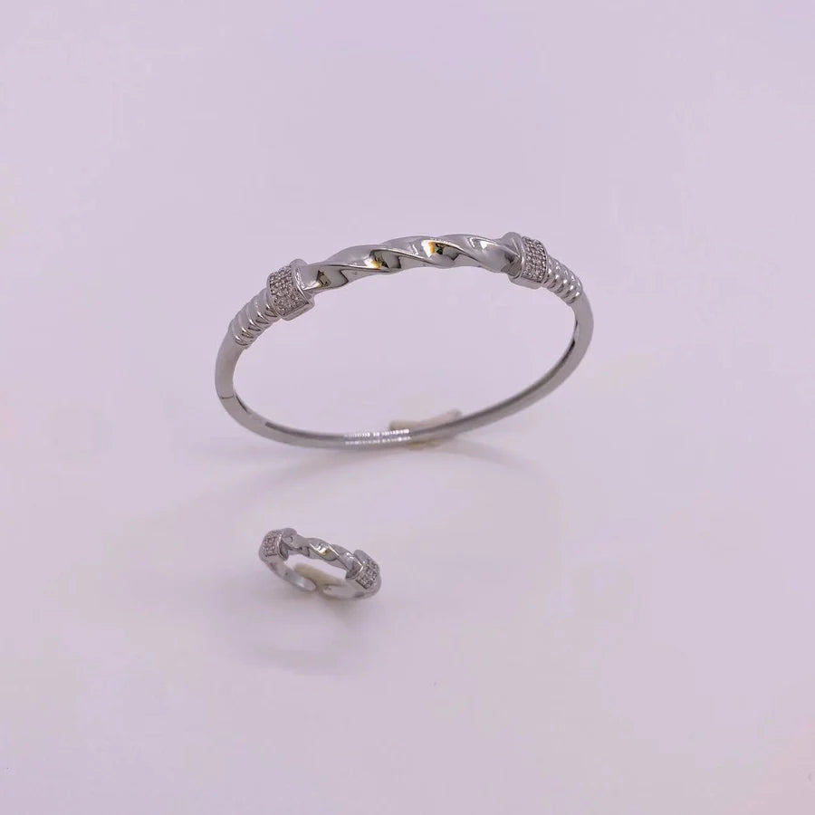 Jewelry Vintage Style Classic Style Geometric Copper Zircon Rings Necklace Jewelry Set