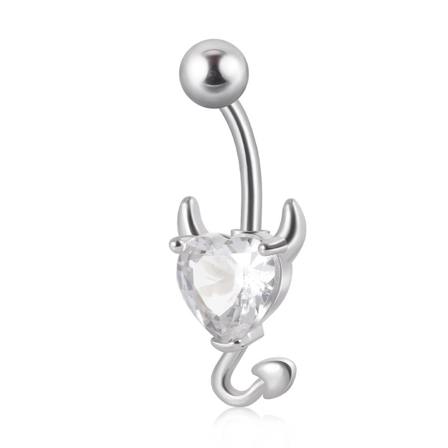 1 Piece Belly Rings IG Style Casual Cool Style Heart Shape 304 Stainless Steel Plating Zircon 18K Gold Plated