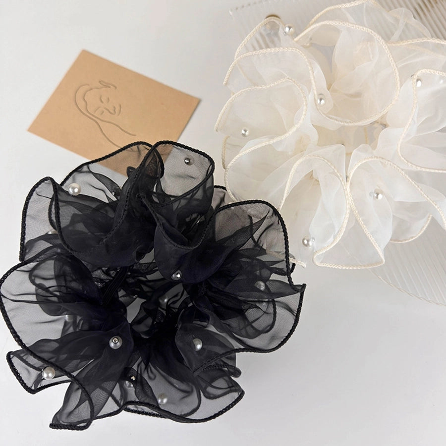 Women's Casual Simple Style Geometric Imitation Pearl Gauze Hair Tie