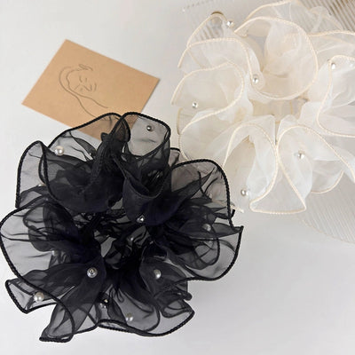 Women's Casual Simple Style Geometric Imitation Pearl Gauze Hair Tie