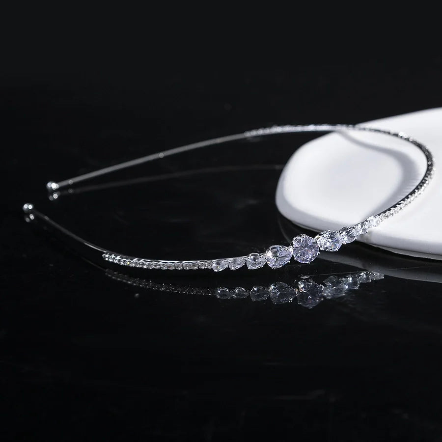 women's simple style waves flower bow knot metal inlay pearl zircon hair band