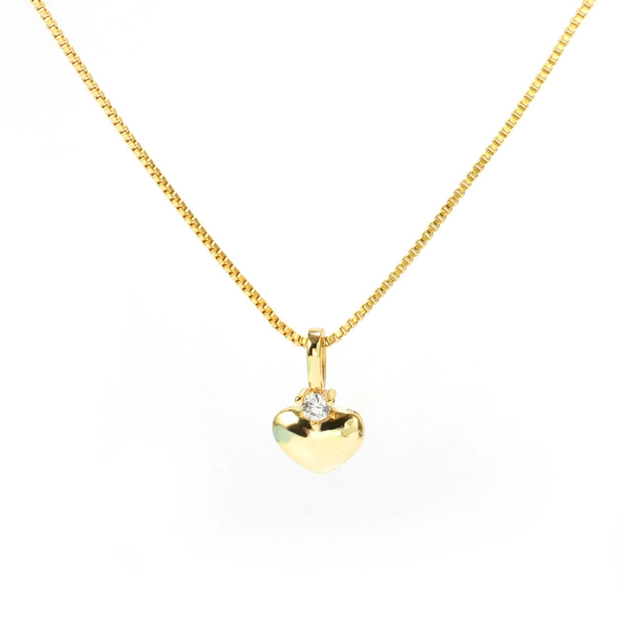 Jewelry Classic Style Heart Shape Copper Zircon Polishing Plating Pendant Necklace