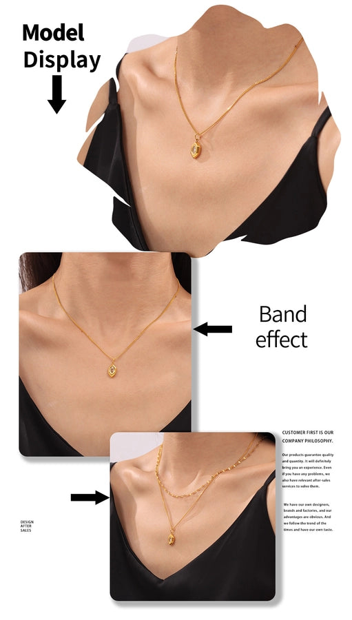 Jewelry Simple Style Korean Style Hexagon 304 Stainless Steel 18K Gold Plated Plating Pendant Necklace Necklace