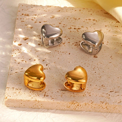 1 Pair IG Style Heart Shape 304 Stainless Steel Earrings