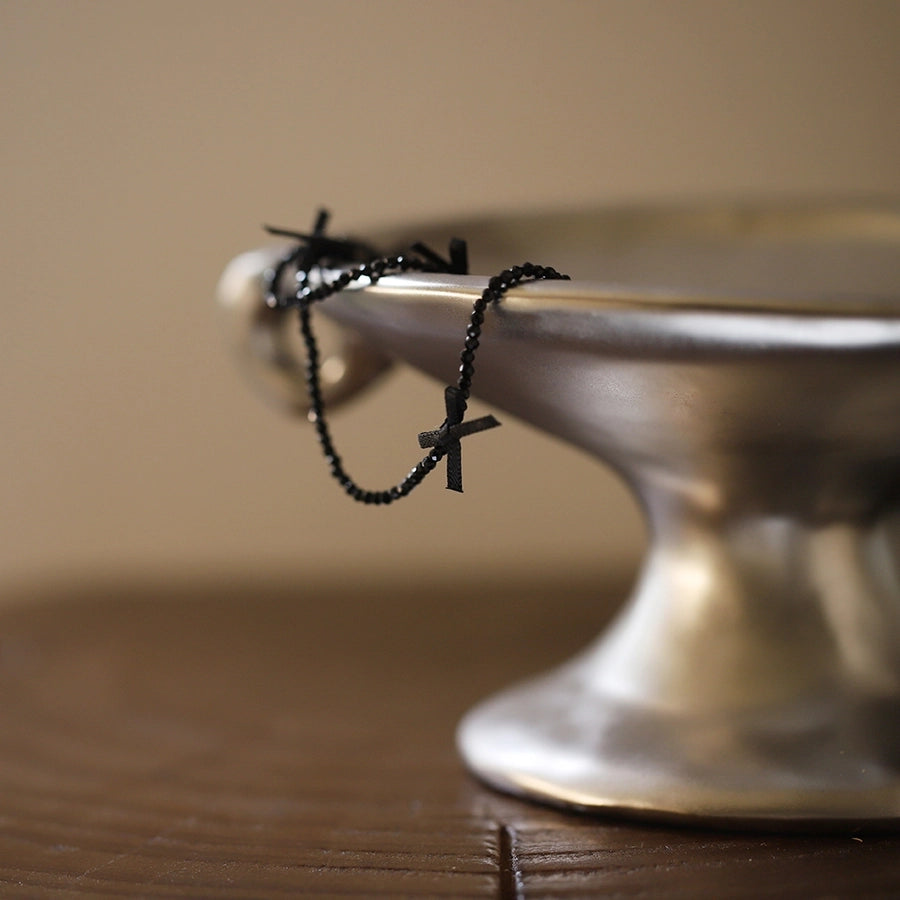 Jewelry Cute Bow Knot 304 Stainless Steel Cloth Glass Beaded Handmade Necklace