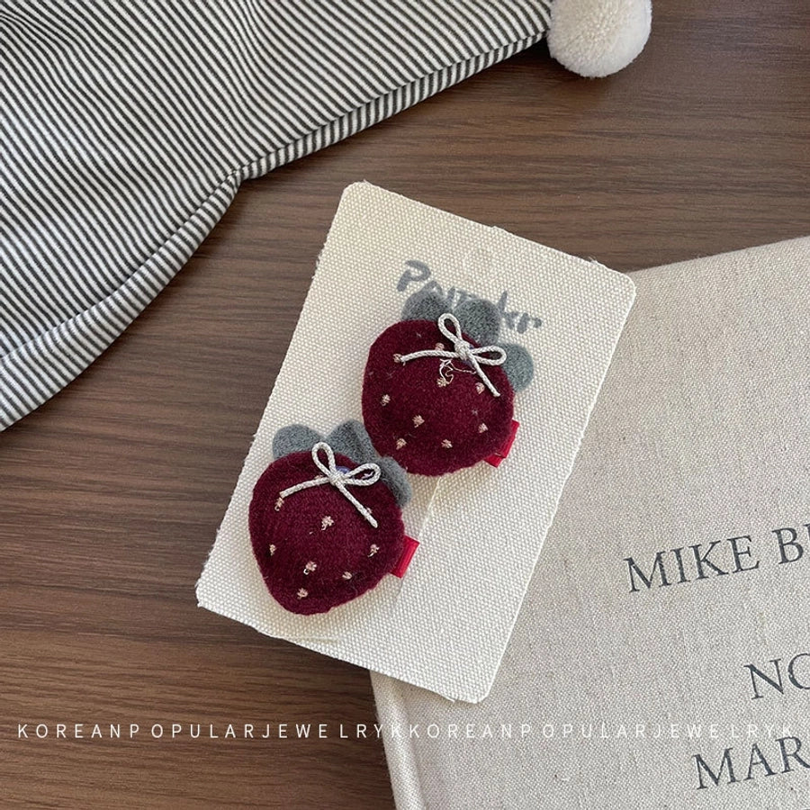 Sweet Girl'S Strawberry Cloth Hair Clip Hair Tie