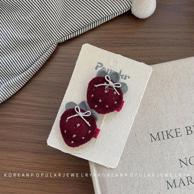 Sweet Girl'S Strawberry Cloth Hair Clip Hair Tie