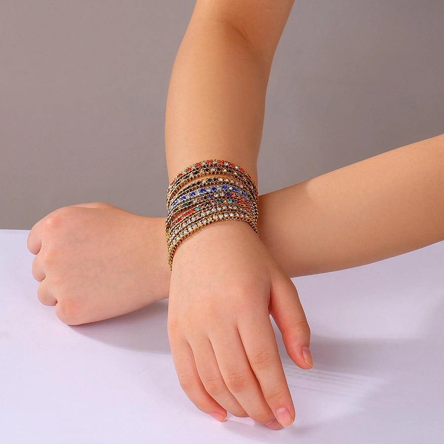 IG Style Geometric 304 Stainless Steel 18K Gold Plated Zircon Tennis Chain Bracelets In Bulk