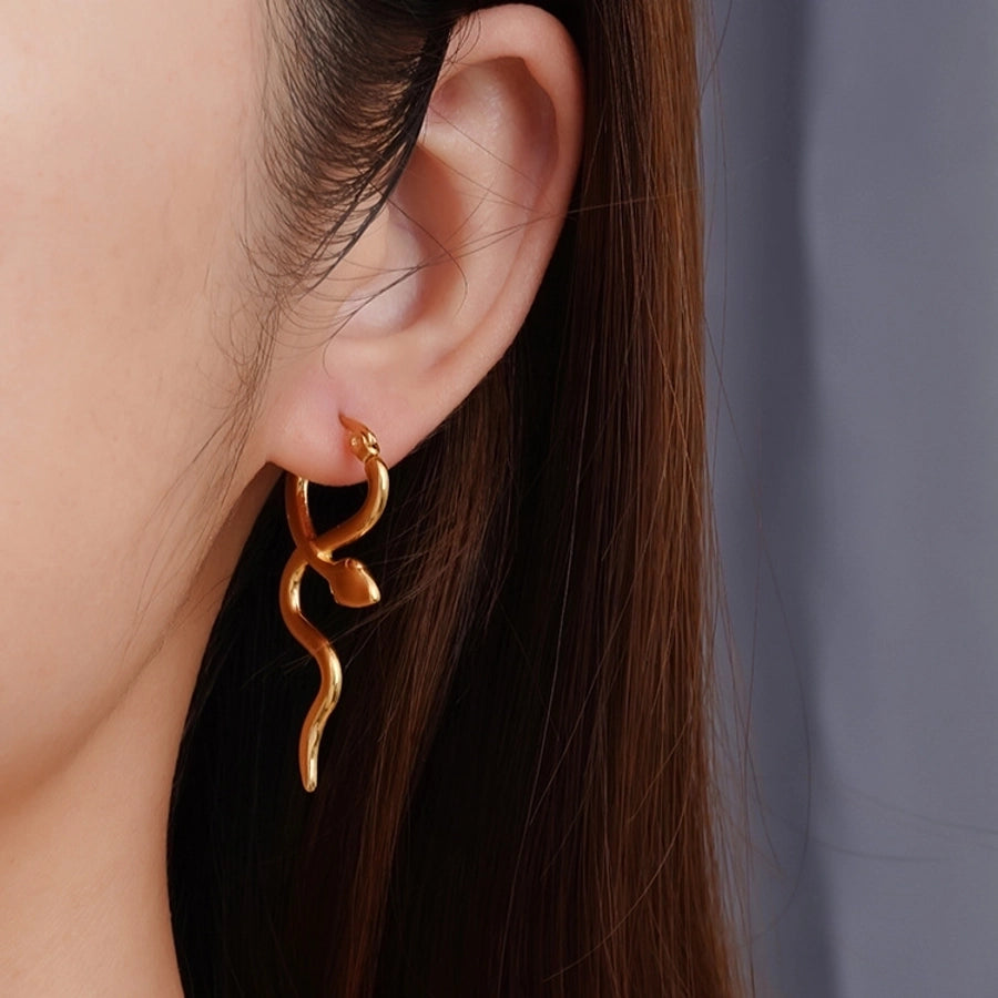 1 Pair IG Style Snake 304 Stainless Steel Earrings