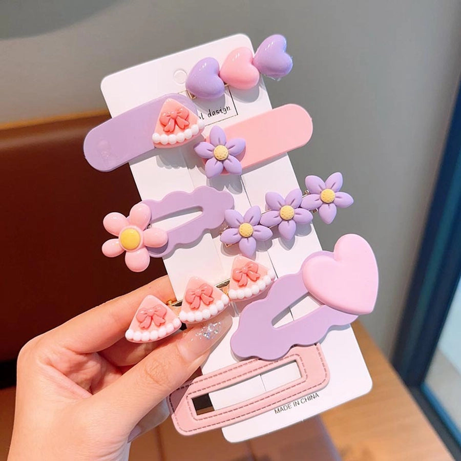 sweet heart shape flower bow knot plastic resin hair clip