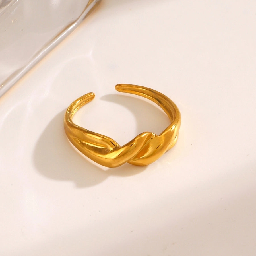 Jewelry Simple Style Spiral 304 Stainless Steel 18K Gold Plated Polishing Rings