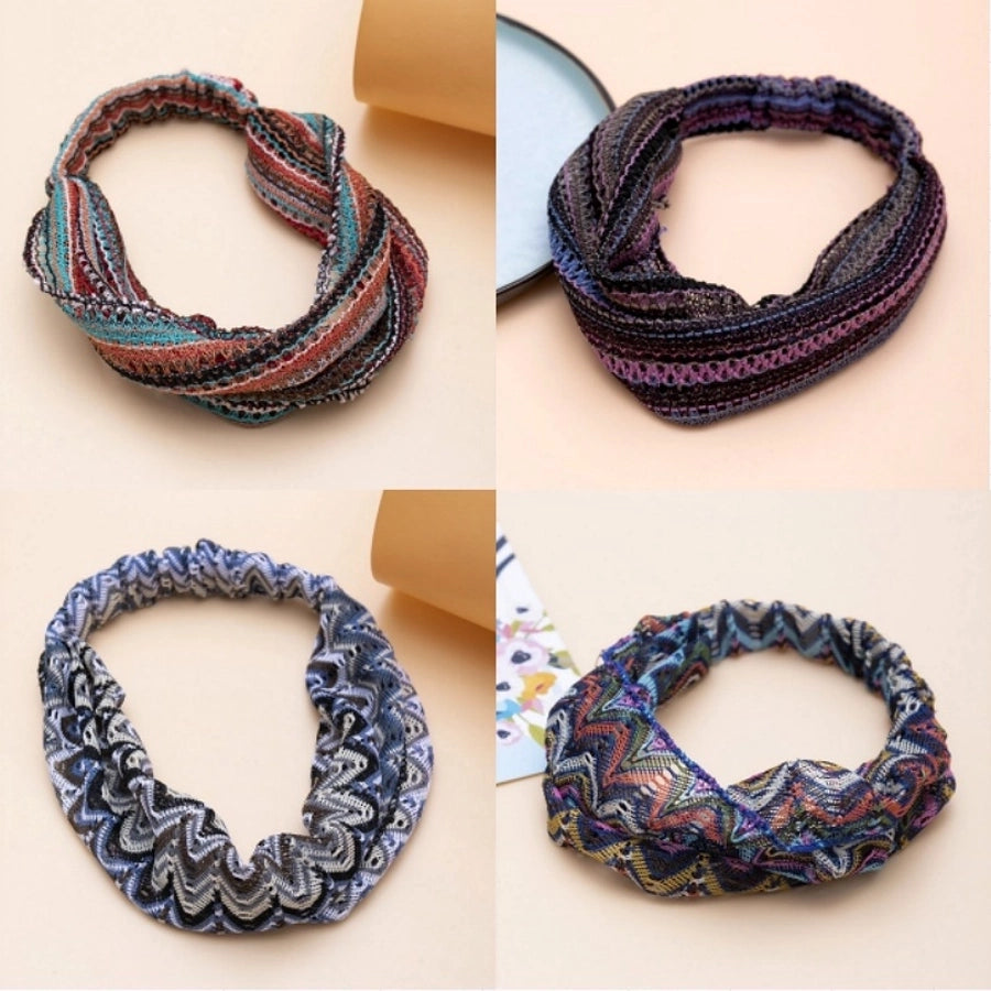 women's casual retro stripe cloth printing hair band