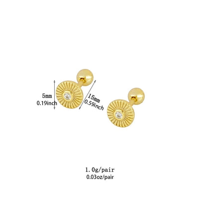 1 Pair IG Style U Shape Geometric Inlay Copper Zircon Gold Plated Ear Cuffs Earrings