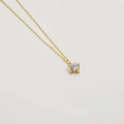 ABS Copper 14K Gold Plated Inlay Star Bow Knot Fish Bone Zircon Pendant Necklace