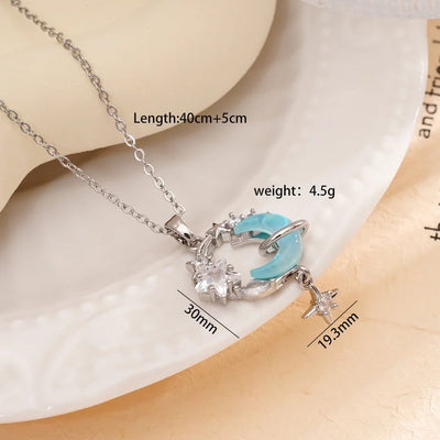 Jewelry Glam Lady Sexy Moon 304 Stainless Steel Copper Pendant Necklace