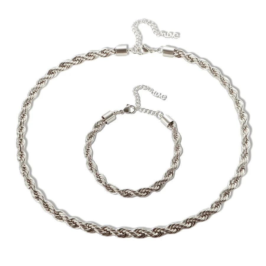 Jewelry Streetwear Twist 304 Stainless Steel Plating Bracelets Necklace