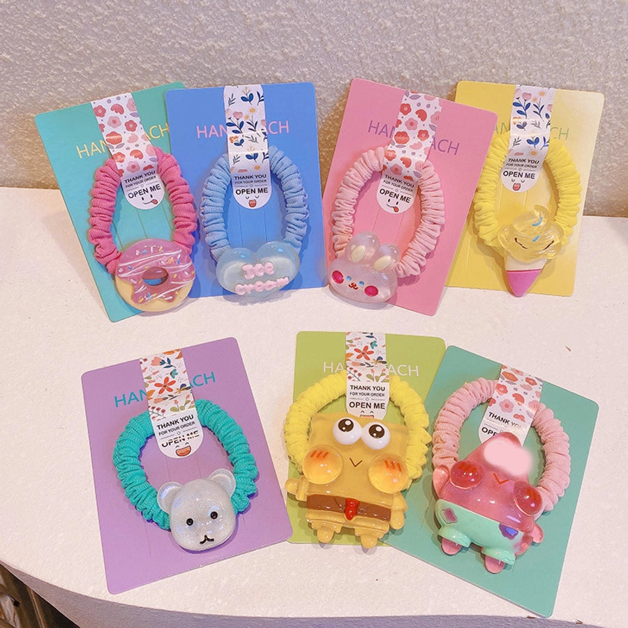 HD416A02 jelly cartoon cute donut fabric pleated small intestine hair ring milk cute girl high ponytail hair accessories