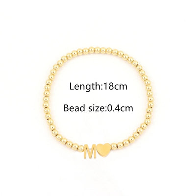 304 Stainless Steel Copper Letter Heart Shape Bracelets