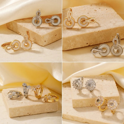 1 Pair Elegant Basic Geometric Inlay Copper Zircon K Gold Plated Rhodium Plated Ear clip