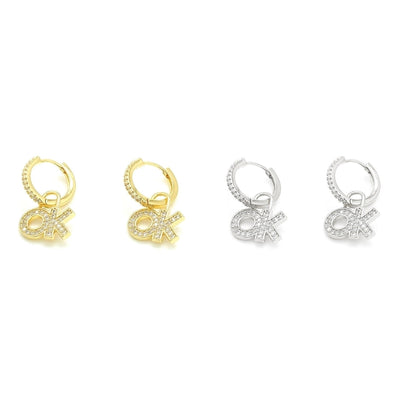 1 Pair Simple Style Letter Plating Copper Drop Earrings