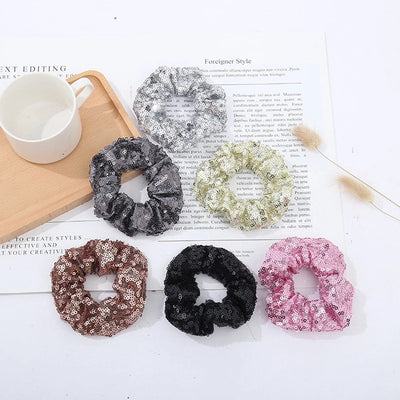 popular sequin hair ring double-sided sequin plate hair ponytail rubber band fashion ladies mesh hair ring hair accessories