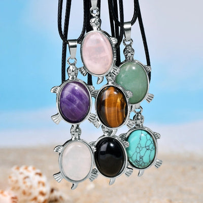 Elegant Simple Style Animal natural stone Leather rope Natural Stone  Pendant Necklace In Bulk