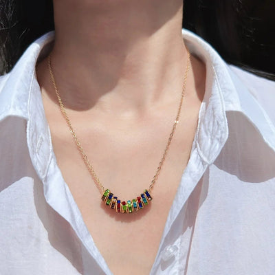 Brass 24K Gold Plated Beaded Plating Inlay Circle Zircon Brass Necklace