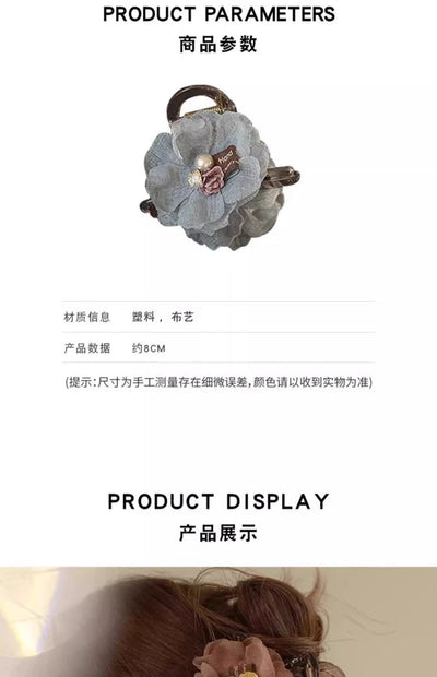 Summer Pearl Flower Grab Clip Women's Cute Hairpin Headwear Korean Hairpin Back Head Large Shark Clip Top Clip