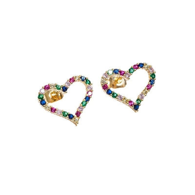 1 Pair Elegant Simple Style Heart Shape Copper Zircon Ear Studs