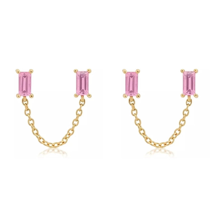 1 Pair Casual Elegant Geometric Copper Zircon 24K Gold Plated Drop Earrings