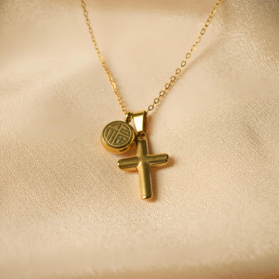 Jewelry Simple Style Cross 304 Stainless Steel Plating Pendant Necklace