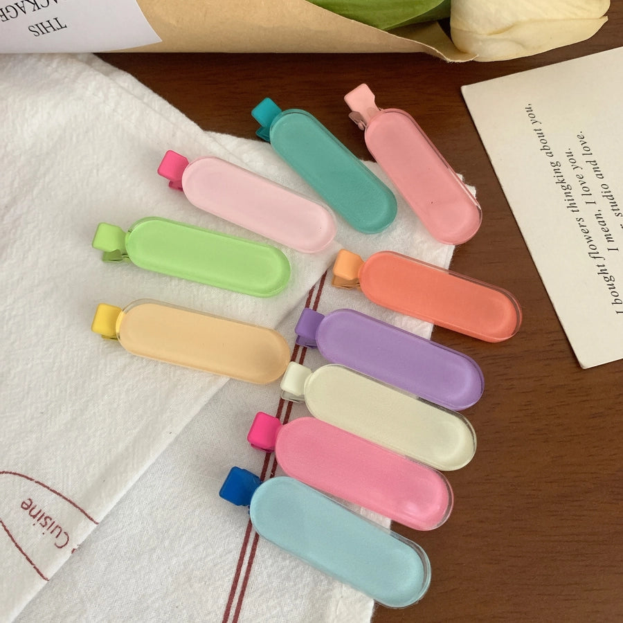 Women's Cute Sweet Korean Style Oval Plastic Resin Handmade Hair Clip