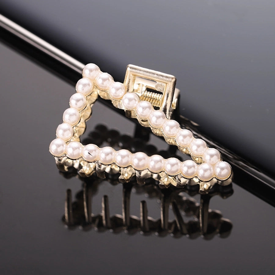 simple style solid color alloy inlay rhinestones hair claws 1 piece