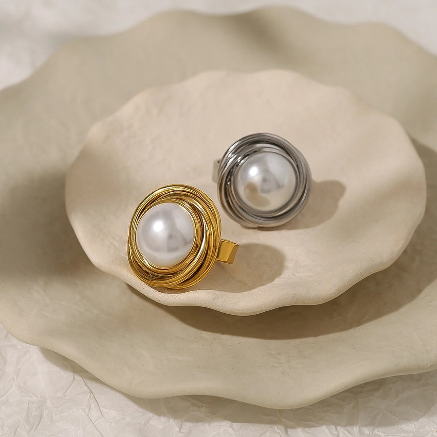 Jewelry Retro Vacation Geometric 304 Stainless Steel 18K Gold Plated Open Rings